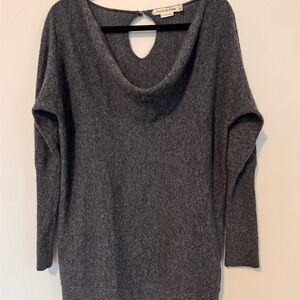 Charcoal Gray Cashmere Cowl Neck Tunic Sweater